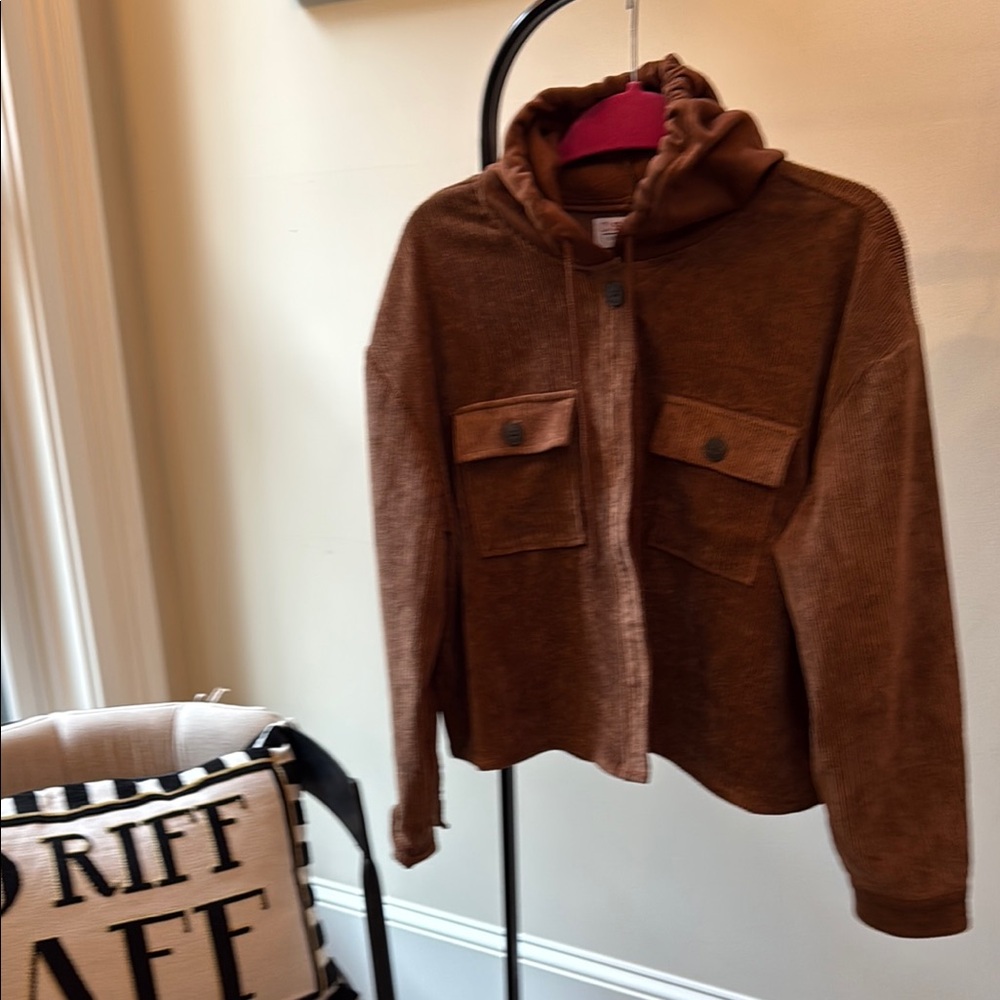 Brown Corduroy Hooded Jacket